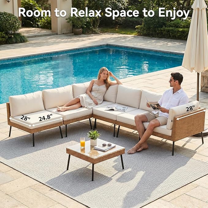 Aoxun 7-Piece Patio Furniture Set, Wicker Outdoor Furniture - Image 5