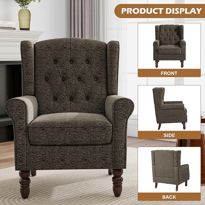 Pia Ricco Mid-Century Modern 2-Piece Wingback Chair Set - Image 3
