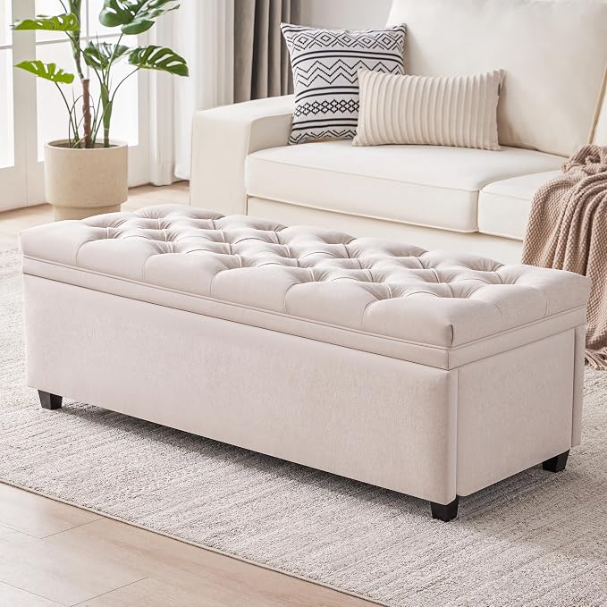 Mangodan 50" Storage Ottoman Bench, Tufted Ottoman by Mangodan
