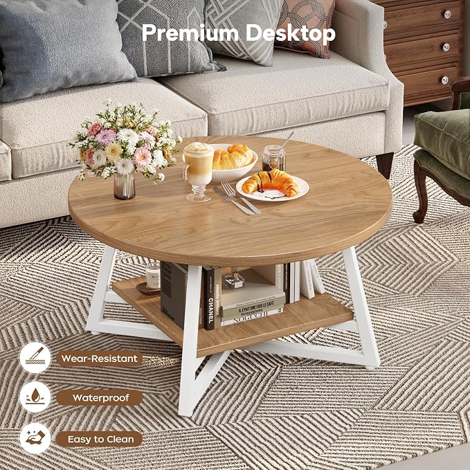 Coffee Table for Living Room, Round Coffee Table, Small Circle Coffee Table - Image 6