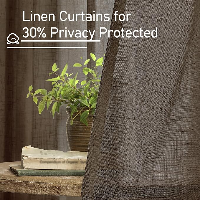 LAMIT Dark Brown 72 inch Linen Curtains - Image 6