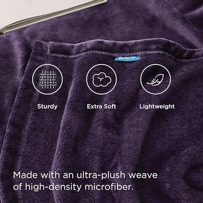 Bedsure GentleSoft Fleece Throw XL Blanket Purple - Image 3