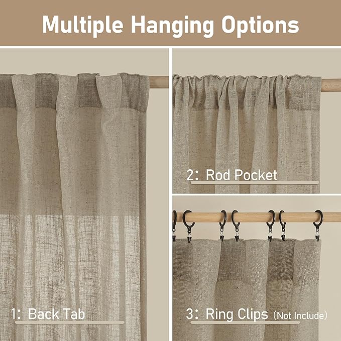 LAMIT 36 Inch Length Linen Curtains - Image 3