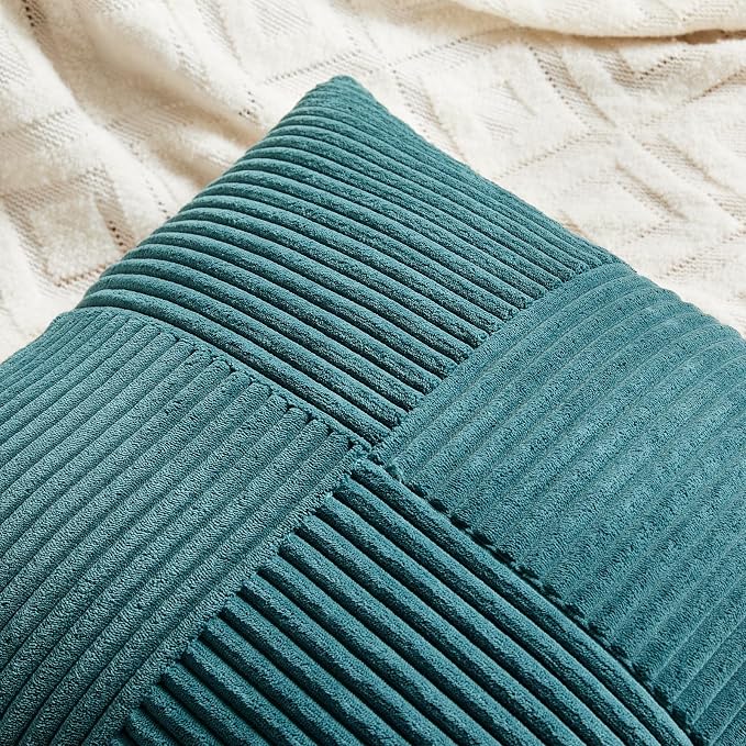 Fancy Homi 2 Packs Teal Euro Decorative Throw Pillow Covers 28x28 Inch - Image 3