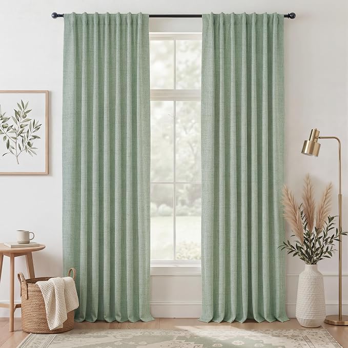 RYB HOME Sage Green 100% Blackout Curtains 90 inches Long, Thermal Insulated by RYBHOME