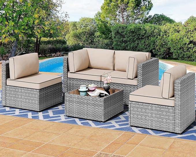 Shintenchi 5 Pieces Outdoor Patio Furniture Sets, Patio Sectional Sofa Couch by Shintenchi%7CFurnitureMadeforRealLife