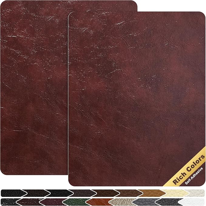 KING MOUNTAIN Leather Repair Patch, 2 Packs 9 x 11 Inches self Adhesive Leather by ForABetterHomeLife