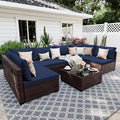 UPHA 7 Pieces Patio Furniture Sets, Wicker Outdoor Sectional Sofa Couch by UPHA