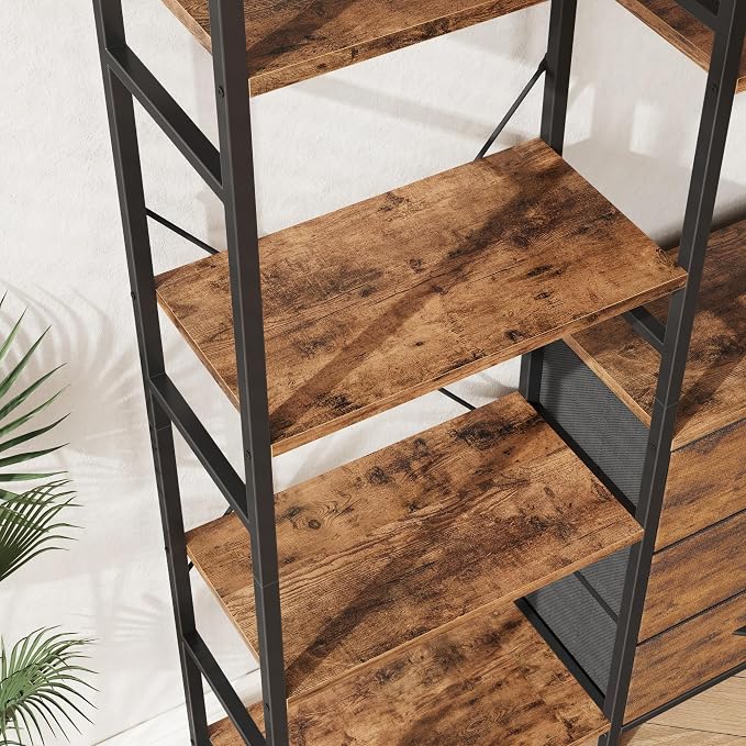 AFLUI Triple Bookshelf with 3 Fabric Drawers, 6-Tier Book Shelf and 10 Display - Image 7