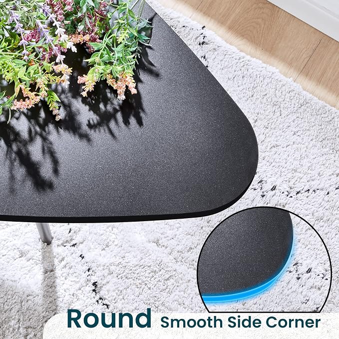 SAYGOER Black Small Coffee Table Modern Oval Coffee Tables Retro Center Table - Image 7