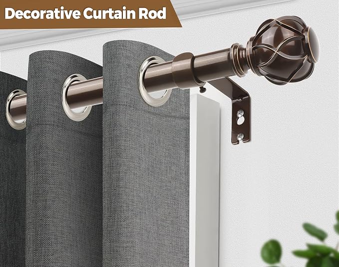 KAMANINA Curtain Rods for Windows 66 to 120 Inch, 7/8 Inch Antique Bronze Heavy - Image 6