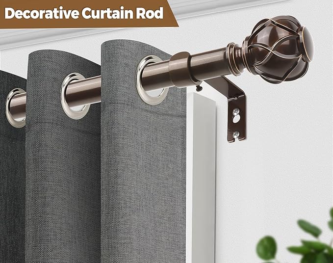 KAMANINA 1 Inch Curtain Rod Telescoping Single Drapery Rod 28 to 48 Inches - Image 5