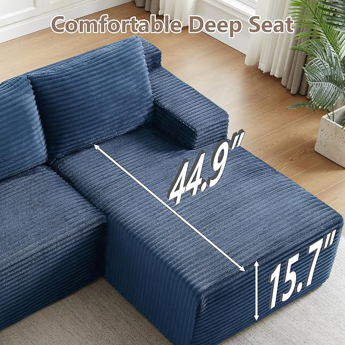 96" Cloud Sectional Couch with L-Shape Chaise, Modular Comfy Sofa Chaise Longue - Image 5