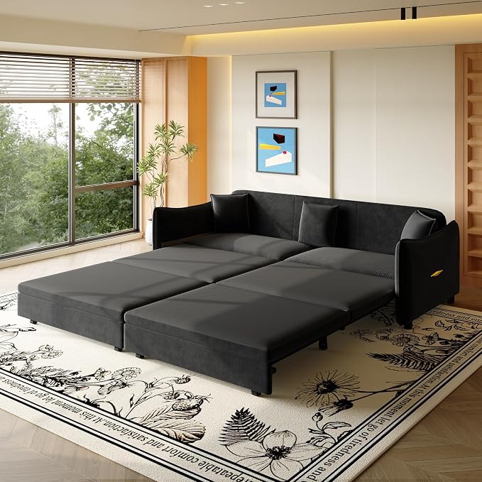 KEIKI 81.9" Sleeper Sofa, 3-in-1 Pull Out Couch Bed by KEIKI