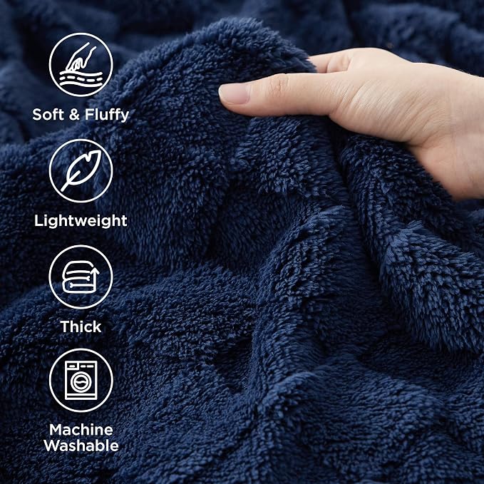 Bedsure GentleSoft Navy Blue Throw Blanket - Image 3