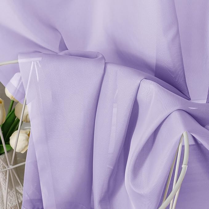 OVZME Lavender Sheer Curtains 72 Inches Long 2 Panels - Image 2