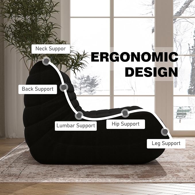 Bean Bag Chair, Loveseat Fireside Chair Bean Bag Sofa Large Bean Bag Chair - Image 5