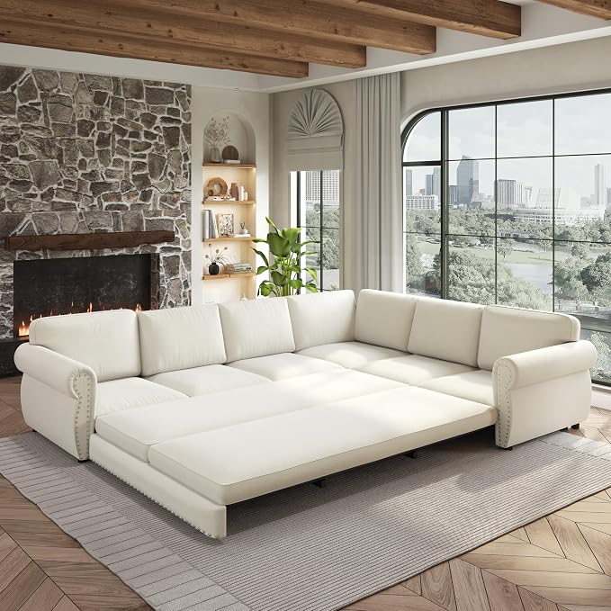 118" L-Shaped Sleeper Couch Bed by Unknown