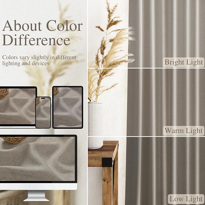 Nanspring Grey Beige Linen Curtains 84 Inches Long - Image 3