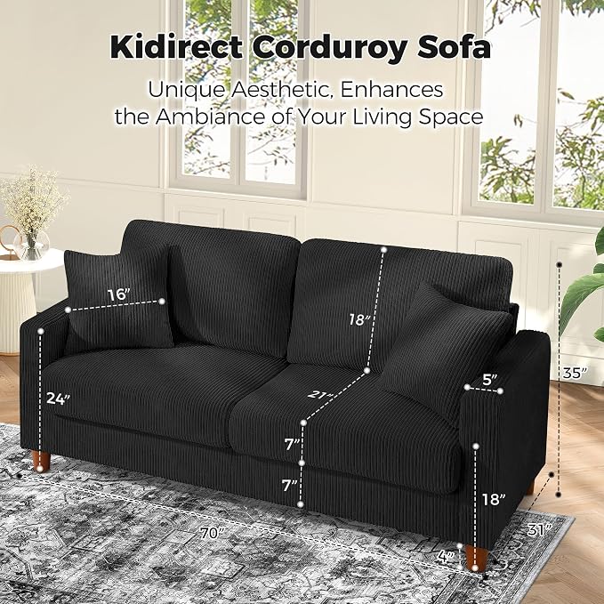 Kidirect 70in U Shaped Couch, Modular Sofa No Tool Assembly, Comfy Sectional - Image 3