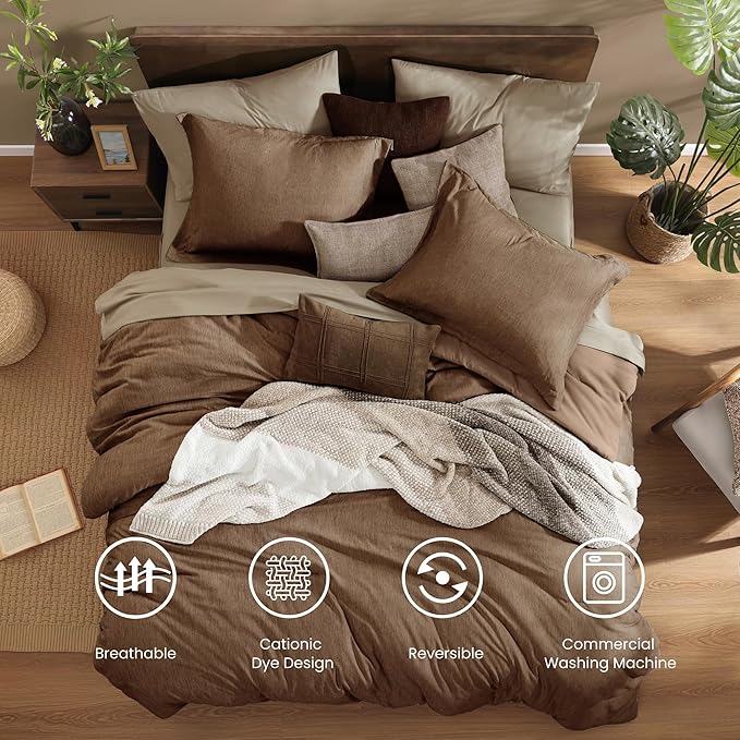 Monbix Oversized Queen Comforter Set, Bed in a Bag 7 Pieces - Image 2