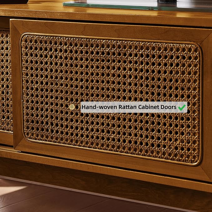 LKTART Mid Century Modern Rattan TV Stand - Image 6