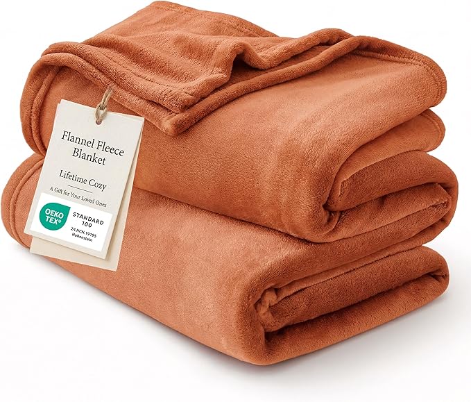 Bedsure Burnt Orange Throw Blankets Fleece Blanket Twin Blanket by BEDSURE