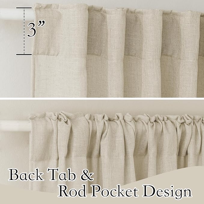 RYB HOME Linen Sheer Curtains 84 inches Length, Glare Light Filter Privacy - Image 2