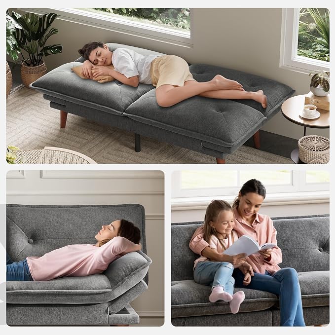 LINSY HOME Futon Sofa Bed, 3 in 1 Convertible Comfy Loveseat Sleeper Sofa Bed - Image 7