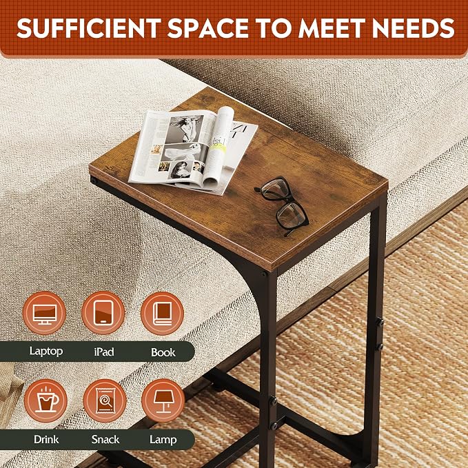 WLIVE C Shaped End Table, Small Couch Side Tables - Image 5