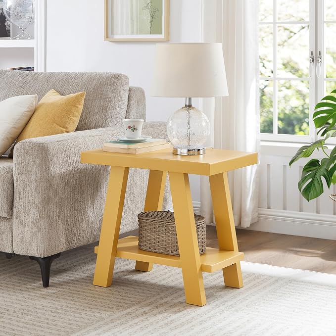 Roundhill Furniture Athens Contemporary Wood Shelf Side Table in Yellow by RoundhillFurniture