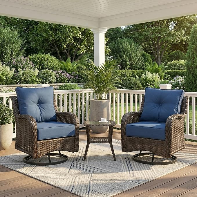 Patio Furniture Set, High Back Swivel Chairs, Weather Resistant Olefin Fabric by SAILARYPatioFurniture