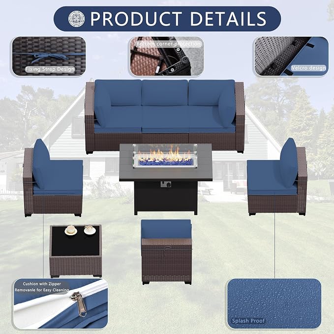 Outdoor Terrace Furniture Set, 8 Piece Outdoor Furniture Set, - Image 5