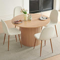 Dining Table Set for 4, Mid Century Modern 47 Inch Wooden Round Dining Table Set by somedream