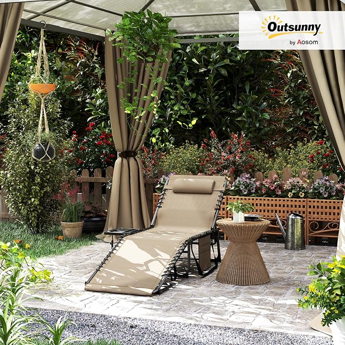Outsunny Folding Chaise Lounge Chair Outdoor Tanning Chair - Image 2