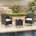 3-Piece Outdoor Furniture Set, PE Rattan Wicker Chairs by Unknown