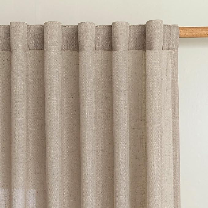 MYSKY HOME Taupe Sheer Curtains 63 inch Length Semi Sheer Curtains - Image 3