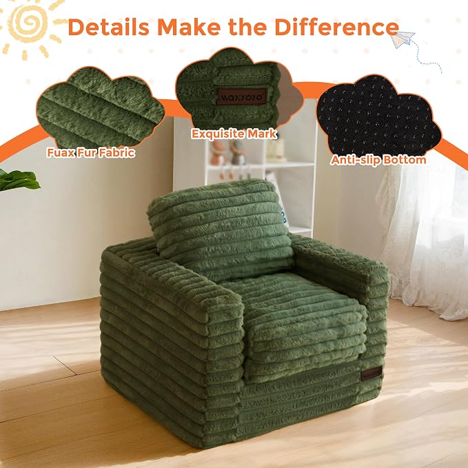 MAXYOYO Kids Bean Bag Chair, Comfy Faux Fur Bean Bag Sofa - Image 7