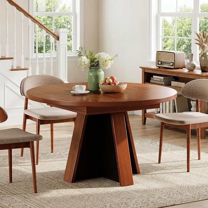 iPormis 43.3in-59in Extendable Round Dining Table - Image 8