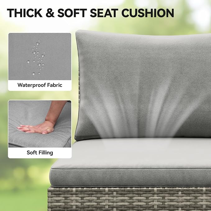 YITAHOME 9 Piece Patio Furniture Set, All-Weather Wicker Outdoor Sectional Sofa - Image 8