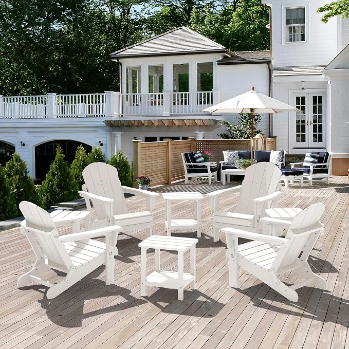 SERWALL Double Adirondack Side Table Set of 4, End Table- White - Image 6