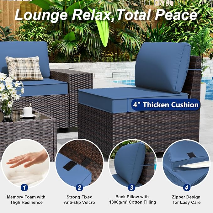 Outdoor Patio Furniture Set, 6 Pieces Outdoor Sectional Furniture High Backrest - Image 4