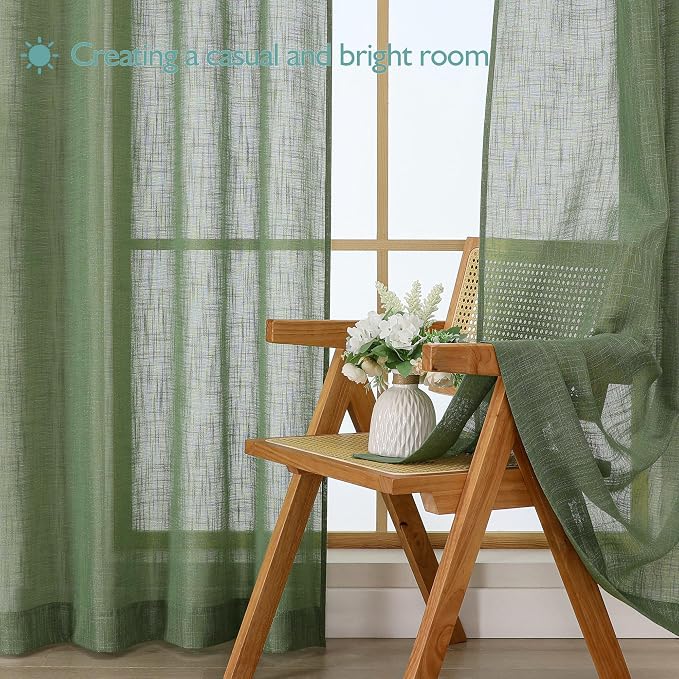 Chyhomenyc Extra Long Sage Green Semi Sheer Curtains 108 Inches Long 2 Panels - Image 7