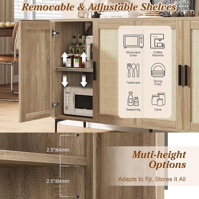 JASIWAY Buffet Cabinet with Storage, Modern Coffee Bar Cabinet Console Table - Image 4