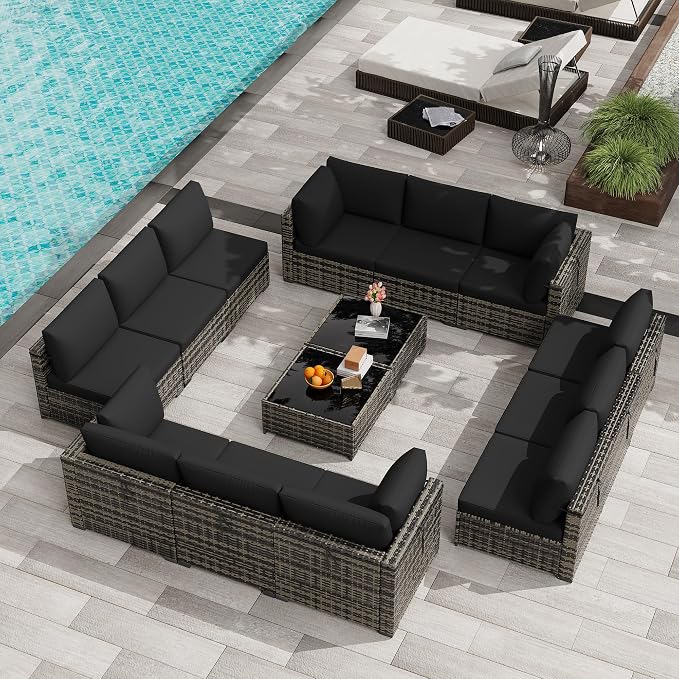 KIGOTY 14-Piece Patio Furniture Set, All-Weather PE Rattan Outdoor Sectional - Image 6