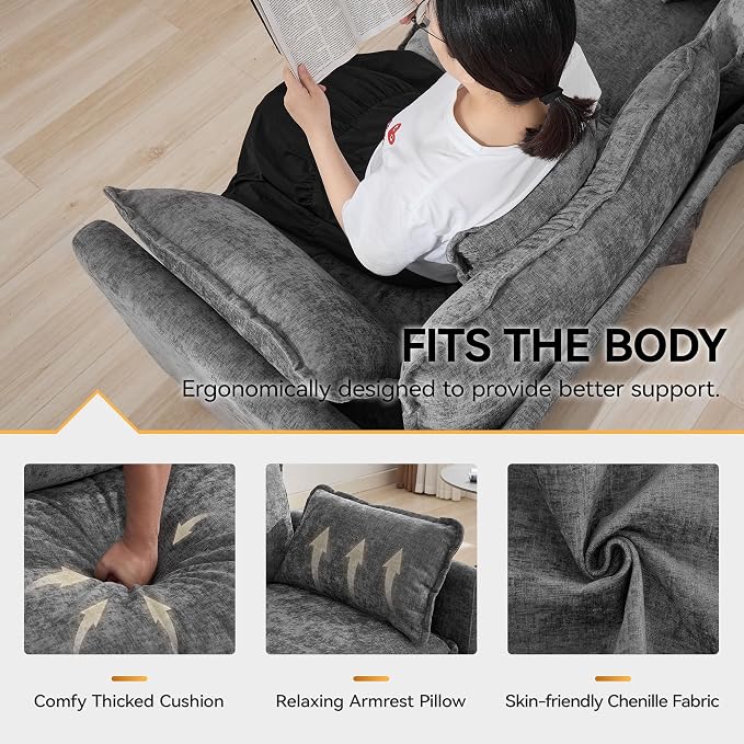 111'' Sectional Cloud Deep Seat Couch, Oversized Chenille U Shaped Sectional - Image 4