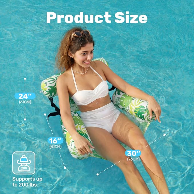SLOOSH Inflatable Pool Floats Adult, 2 Packs Floating Lounge Chairs, Blow up - Image 5