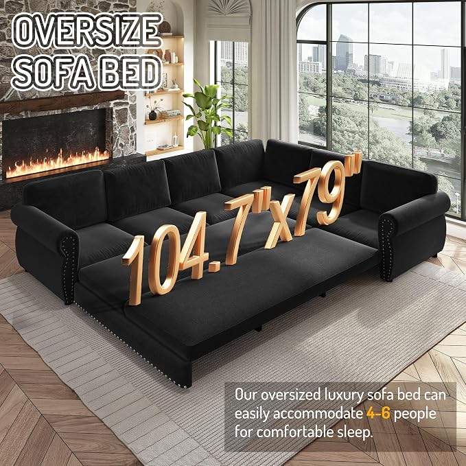 118" L-Shaped Sleeper Couch Bed - Image 7