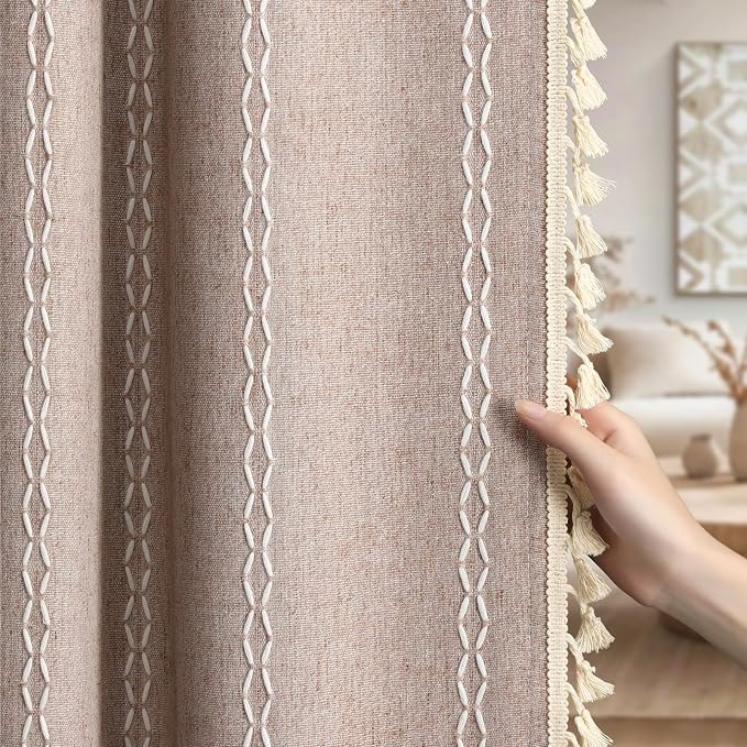 Taupe Boho Blackout Curtains 2 Panels 84 Inch by Unknown
