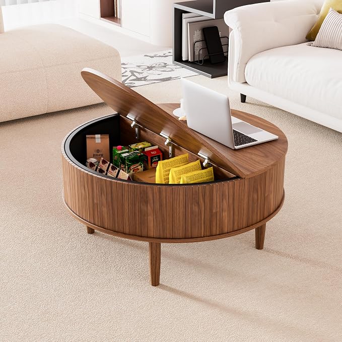 Round Fluted Lift Top Coffee Table - Image 4